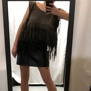 Gray Fringe Top